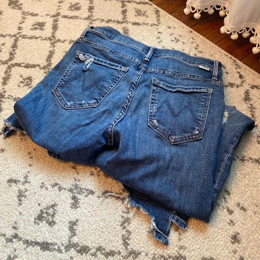 Mother medium wash distressed jeans